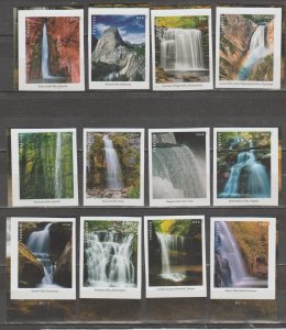 5800 (A-L), Set of 12  NO DIE CUT singles.  Waterfalls , MNH, Forever