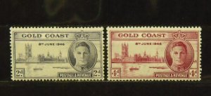 14910   GOLD COAST   MNH # 128a, 129a     Perf 13.5x14             CV$ 22.50