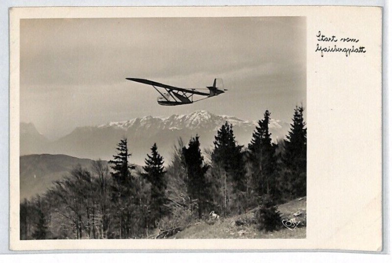 AUSTRIA Aviation RP Postcard GLIDER Launch *Spende 50gr* Cachet {ex Slater}PG61