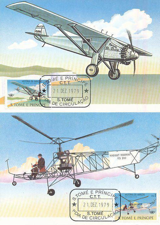 ST THOMAS & PRINCE Is. 1979 AIR SPACE SET FDC Used on Maxi Cards (6 Items)[D351]