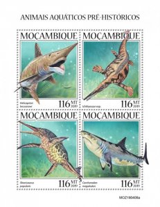 MOZAMBIQUE - 2019 - Prehistoric Water Animals -Perf 4v Sheet - Mint Never Hinged