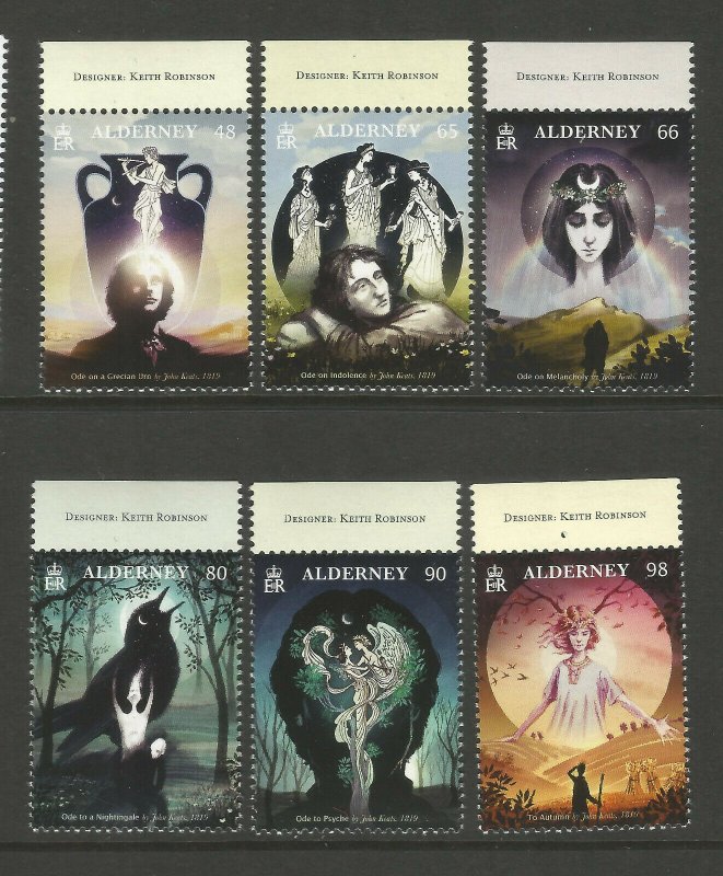 Alderney 2019 MNH John Keats 6v Set Poets Literature Famous People Set of Stamps