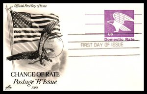 US UX88 B Eagle Artcraft U/A FDC Postal Card