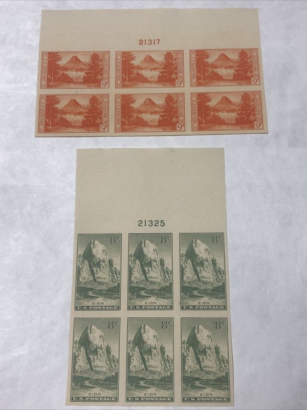 US 756-65 NATIONAL PARKS 1C Thru 10C Imperf Plate Blocks Of 6 Beautiful Set.