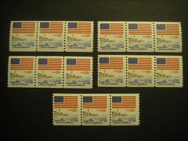 Scott 1891, PNC3 #4 MNH, 18c Flag, ...from sea to shining sea, MNH Coil Beauty