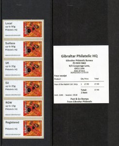 2023 Gibraltar Post & Go, Year of the Rabbit - Philatelic HQ o/p  - Mint Strip