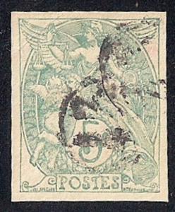 France #113A 5C Liberty Imperf Stamp used EGRADED VF-XF 85