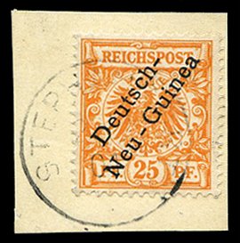 German Colonies, German New Guinea #5 (Mi. 5a), 1897 25pf orange, used on pie...