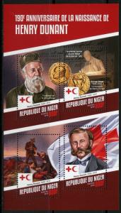 NIGER 2018 190th BIRTH ANNIVERSARY OF HENRY DUNANT RED CROSS  SHEET  MINT NH