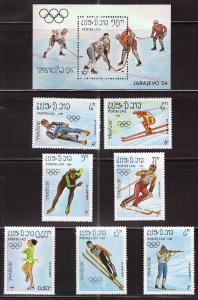 LAOS Scott 509-516  Winter Olympicr set & miniature sheet 1984