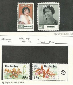 Barbados, Postage Stamp, #782-3 Mint Hinged, 826-7 NH, 1990-92