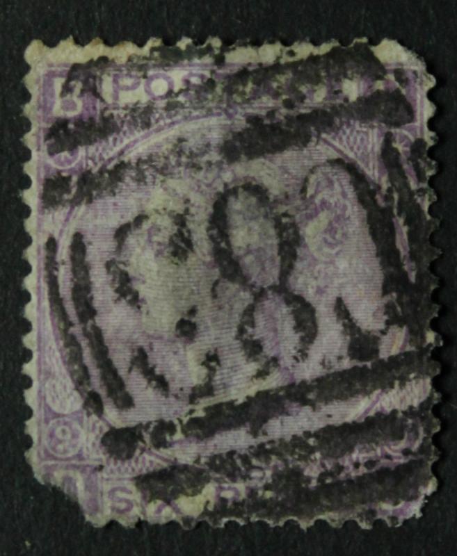 GREAT BRITAIN #49 USED IN BRAZIL - 6 P QUEEN VICTORIA PLATE 9 CORNER FAULT