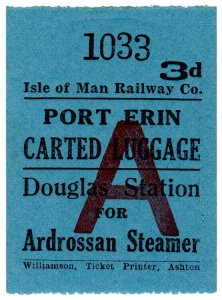 (I.B) Isle of Man Railway : Carted Luggage 3d (Ardrossan Steamer)
