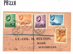 SEYCHELLES KGVI First Day Cover 3c - 25c Scarce FDC Registered 1938 PB228