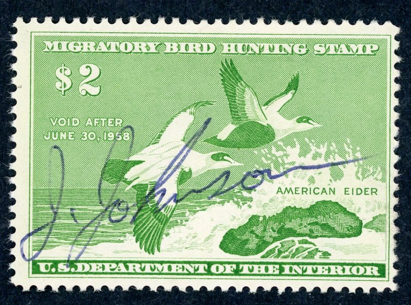 #RW24 – 1957 $2.00 American Eider.  Used.