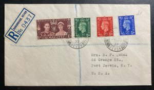 1937 Roborough England First Day Cover King George VI KGVI Stamp Issue To USA