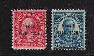 1928 HAWAII overprint commemorative Sc 647 648 MHR 2c and 5c set (5H