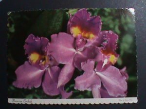 ​UNITED STATES-LOVELY HAWAIIAN ORCHIDS- PICTURE POST CARD WITH STAMP-USED-VF