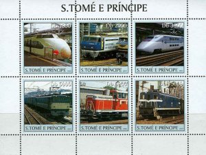 St Thomas - Trains on Stamps, Scott #1556 - 6 Stamp Sheet - ST3113