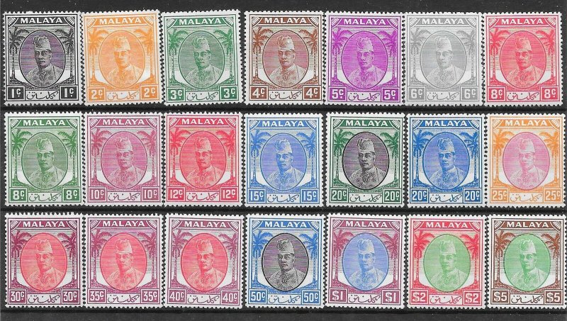 MALAYA KELANTAN SG61/81 1951-5 DEFINITIVE SET MTD MINT