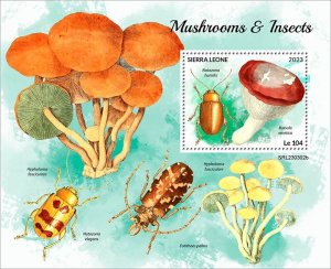 SIERRA LEONE - 2023 - Mushroom & Insects - Perf Souv Sheet - Mint Never Hinged