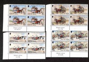 Isle of Man, Postage Stamp, #82-85 Blocks Mint NH, 1976 Horse Trams