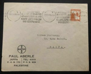 1939 Jaffa Palestine Paul Aberle Commercial Cover To Haifa