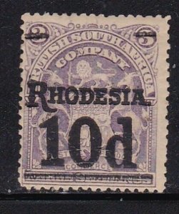 Album Treasures Rhodesia Scott # 91  10p on 3sh  Rhodesia Overprint  VF Used CDS