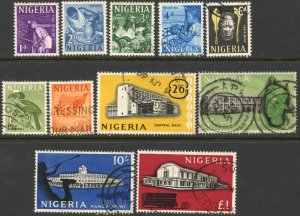 NIGERIA Sc#102, 104-113 1961 Definitives Part Set Used