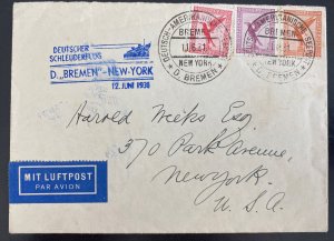 1931 Germany Bremen Catapult First Flight Airmail Cover To New York USA