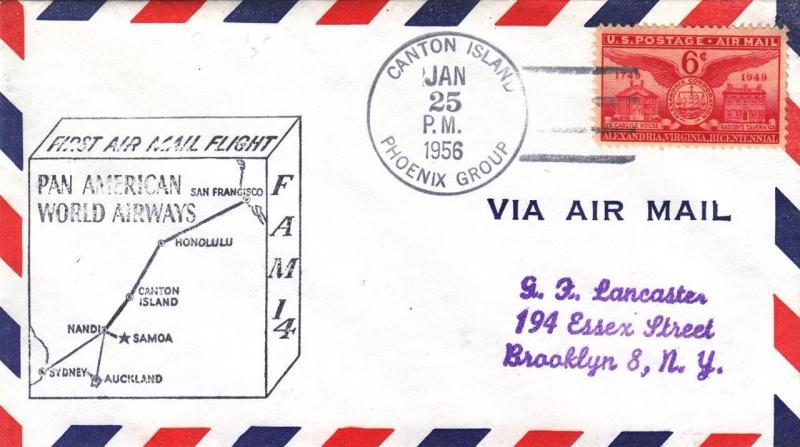 1956, 1st Flt., F14-107, Canton Island to Brooklyn, NY, See Remark (21864)