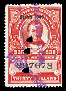 Scott R530 $30.00 1949 Dated Red Revenue Used Fine+ Cat $8