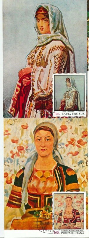 63860 - ROMANIA - POSTAL HISTORY: set of 6 MAXIMUM CARD 1971 -  ART  costumes