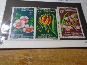 Gabon  #  176-78  MNH    Flowers