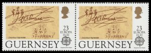 Guernsey 557 Christopher Columbus Signatures 23p horz pair MNH 1992