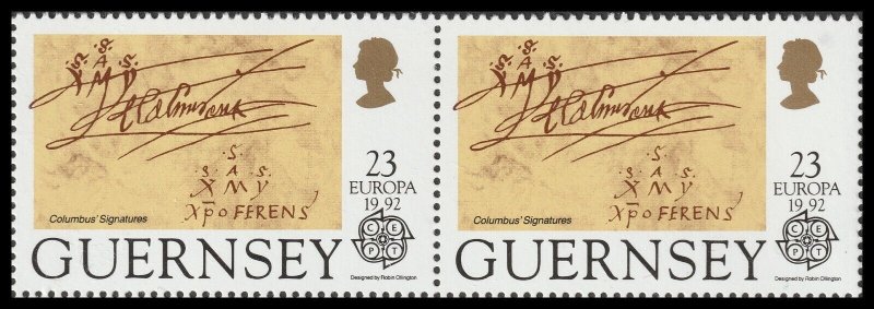 Guernsey 556-559 Christopher Columbus Portrait horz pair set 4x2 MNH 1992