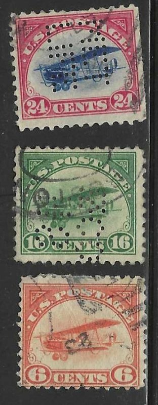 1918 FIRST AIRMAILS (C1-C3) USED PERFINS