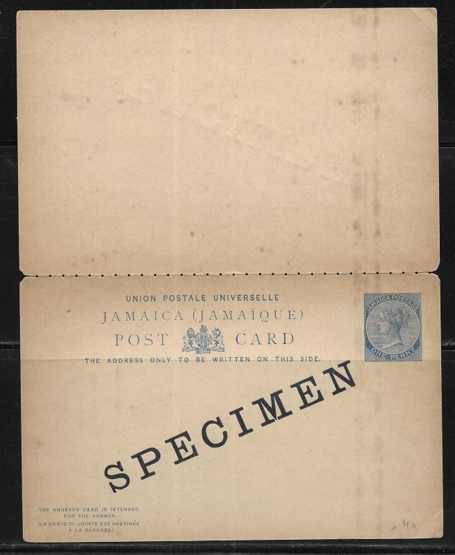 Jamaica Postal Stationery Postcard H&G 18 SPECIMEN