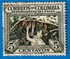 COLOMBIA SCOTT#651 1956 CACAO HARVEST - USED