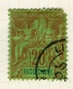 FRENCH COLONIES; INDO-CHINE 1892 early  issue used 20c. value