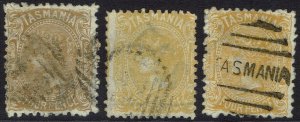 TASMANIA 1871 QV 4D 3 SHADES WMK TAS WITH LINES PERF 11½ USED