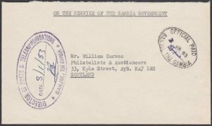 GAMBIA 1983 Official Paid cover Banjul to Scotland..........................T321