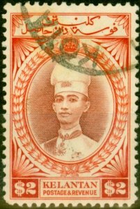 Kelantan 1940 $2 Red-Brown & Scarlet SG53 Very Fine Used