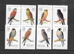 BIRDS - POLAND #2074-81 RAPTORS MNH