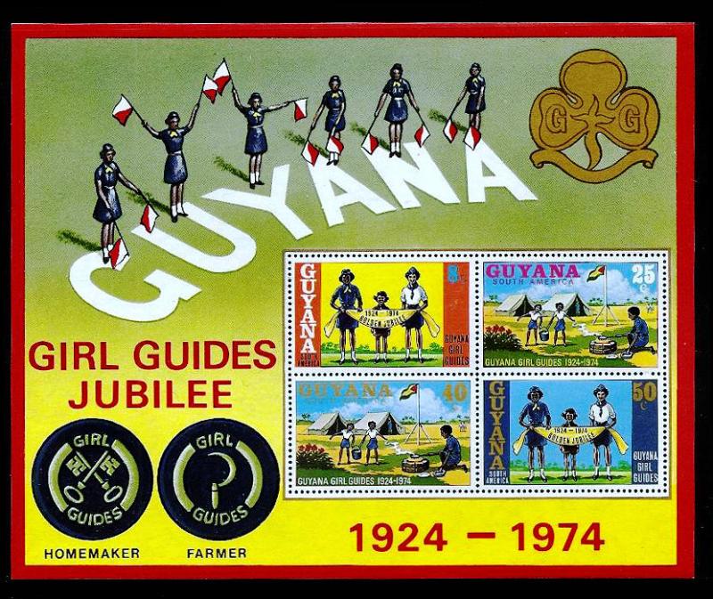 Guyana Sc# 204A Girl Guiding Jubilee S/S (1974) MNH