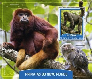 St Thomas - 2021 New World Monkeys - Stamp Souvenir Sheet - ST210512b