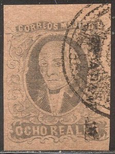 MEXICO #11 Used - 1861 8r Black on Red Brown