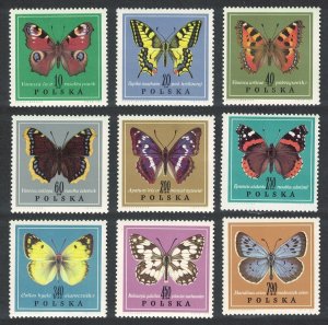 Poland Butterflies 9v 1967 MNH SG#1777-1785