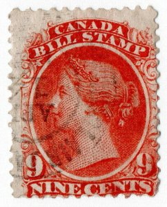 (I.B) Canada Revenue : Bill Stamp 9c (1865)