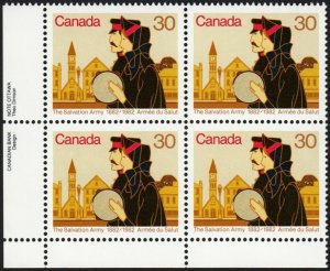 HISTORY * 100th SALVATION ARMY * Canada 1982 #954 MNH LL BLOCK of 4